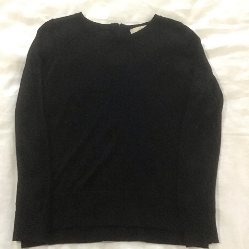 Loft Black Lightweight Back Zipper Long Sleeve Sweater w/High Low Hem  Size M